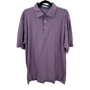 Peter Millar Pink/Blue Stripe 100% Cotton Polo Shirt Mens Size L